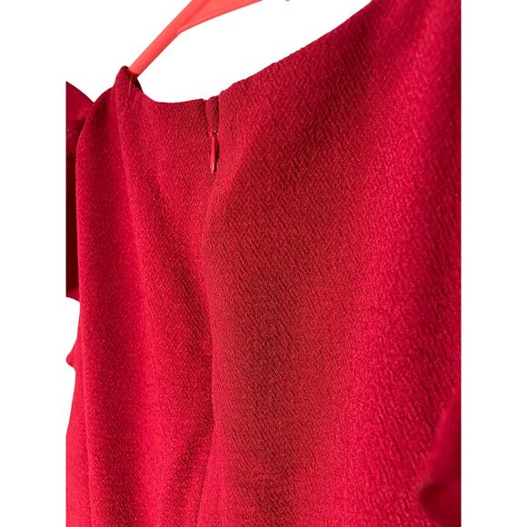 YA LA Valentine's Day Red Ruffle Classy Modest Pencil Special Occasion Dress - Picture 5 of 6